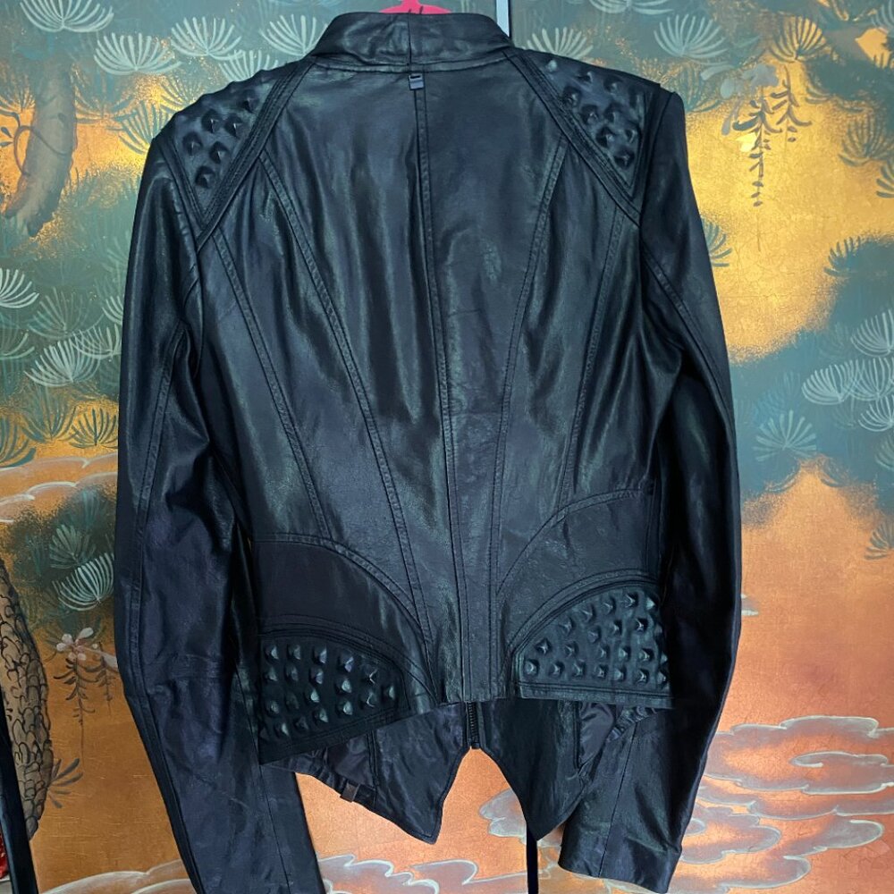 RARE Rudsak French Designer " Studded " Butter Soft Black Leather Jacket XS w/ - Picture 5 of 9